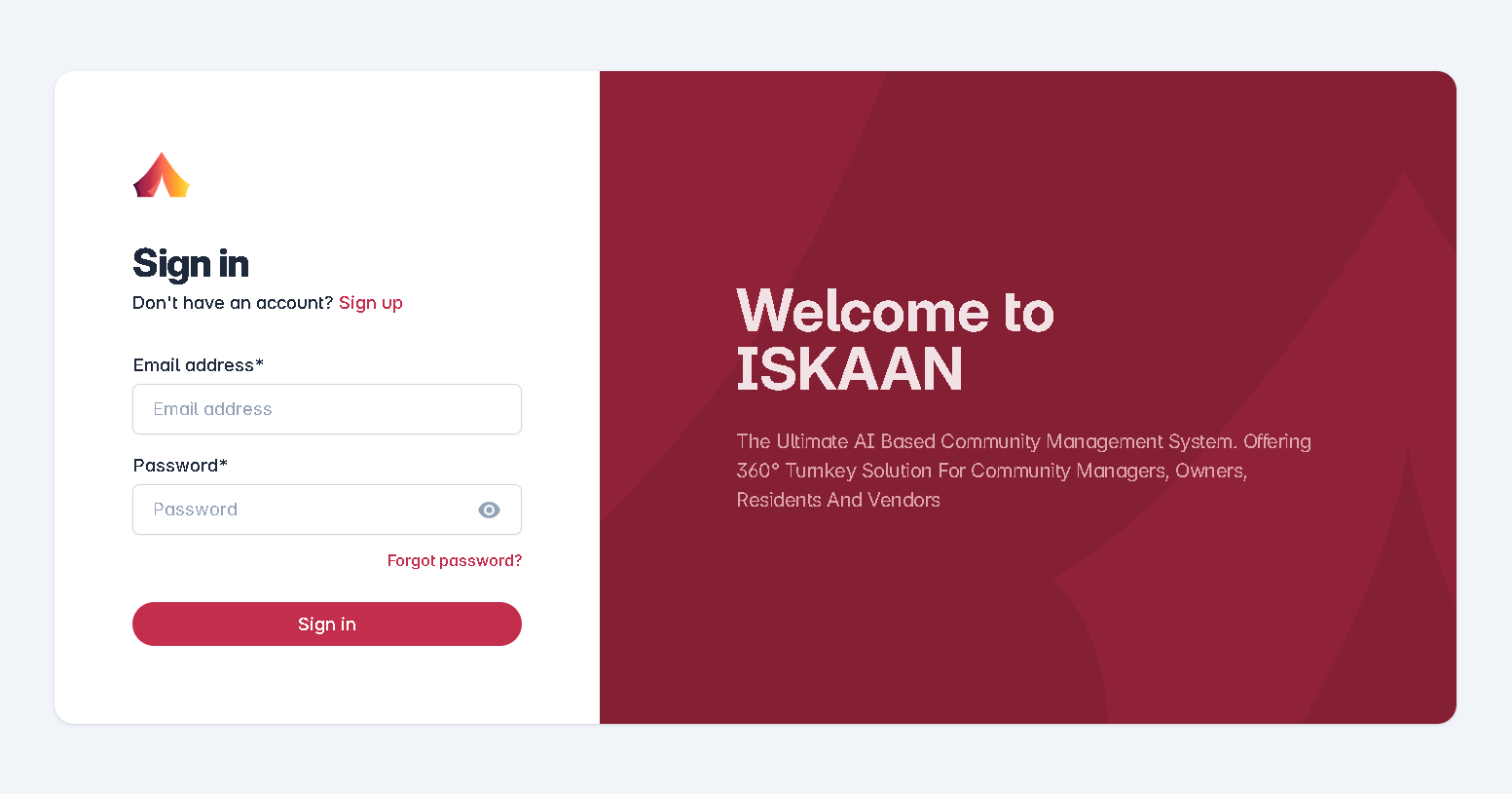 ISKAAN sign-in screen